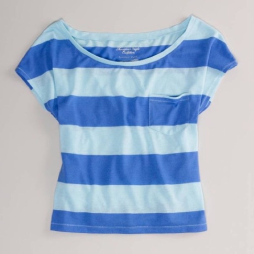 AEO Boat Striped Blue Tee